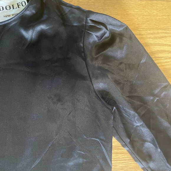 ADOLFO NEW YORK - Authentic Union Made VTG Classic Black Silk Long Sleeve Blouse - Picture 3 of 12